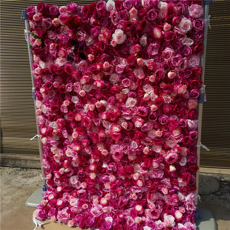 

SPR 4*8ft(1.2*2.4M)/pc Made in China Customized new design artificial silk wedding roll up flower wall, White