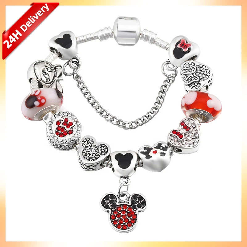 

HOVANCI kids bracelet jewelry DIY mickey girls charm bracelet kids smart bracelet for baby girl, Silver