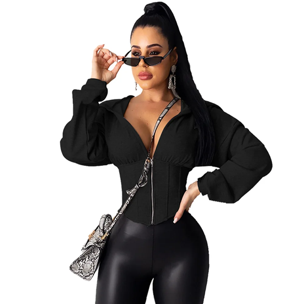 

New Design Long Sleeve High Quality Women Sexy Elastic Belted Loose Hooded Top Coat