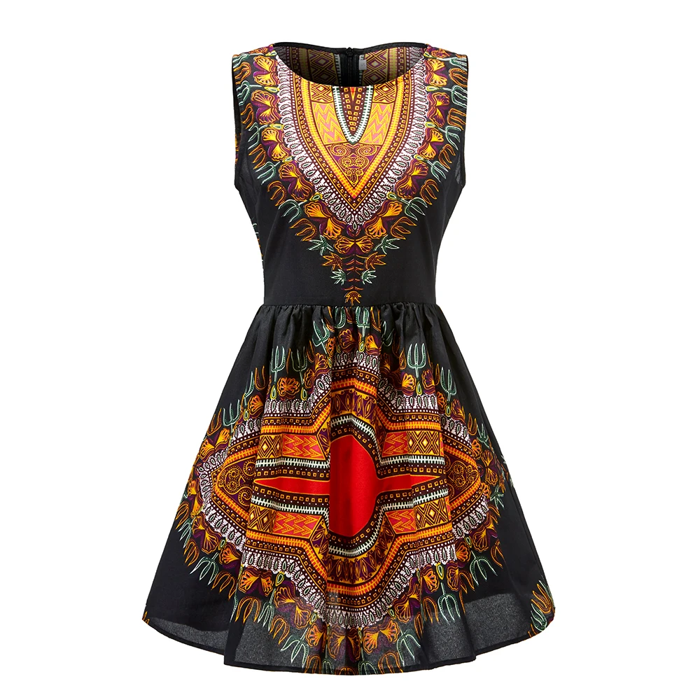 

2021 Hot Selling High Quality African Style Women Shirt Sleeveless Dashiki Dress Summer For African Women, Customized color
