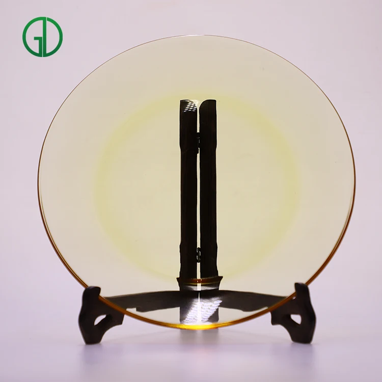 

Microwave oven special plate high temperature resistant glass plate round oven heater dish household steamed fish dish creative, Yellow