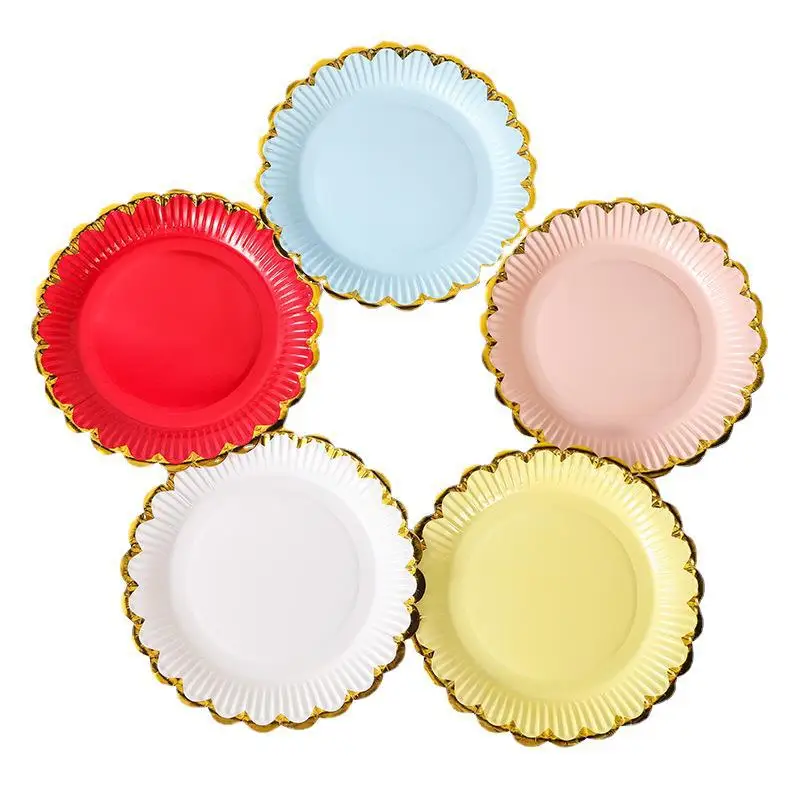 

50Pcs 18cm Paper Plates Candy Color Solid Color Disposable Plates For Womens Mens Birthday Weddings Party Supplies Party Tools