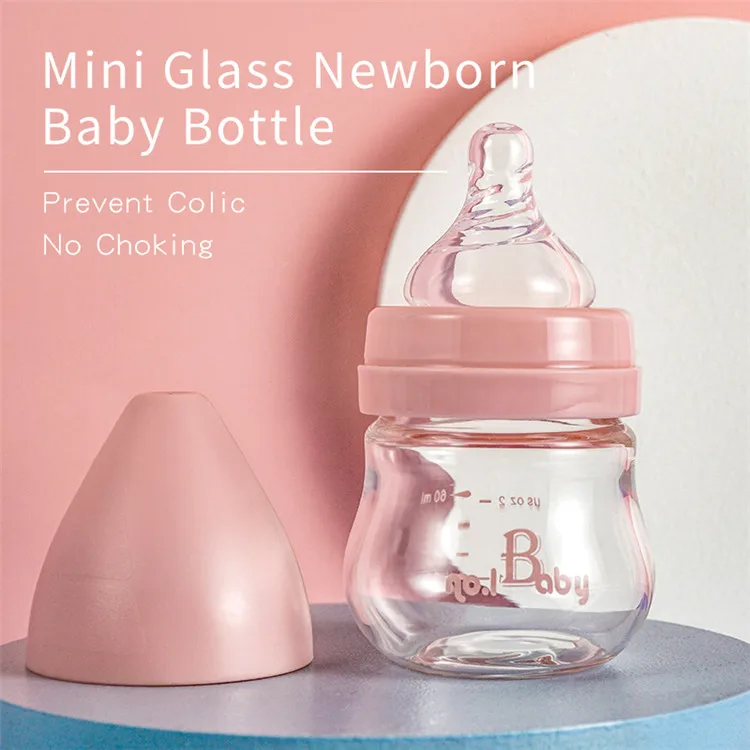 

2021 Custom Logo OEM BPA Free Anti Colic Newborn Infant Toddler Milk Feeding Bottle, Leakproof Glass Wide Mouth Baby Bottle, Blue, green, pink