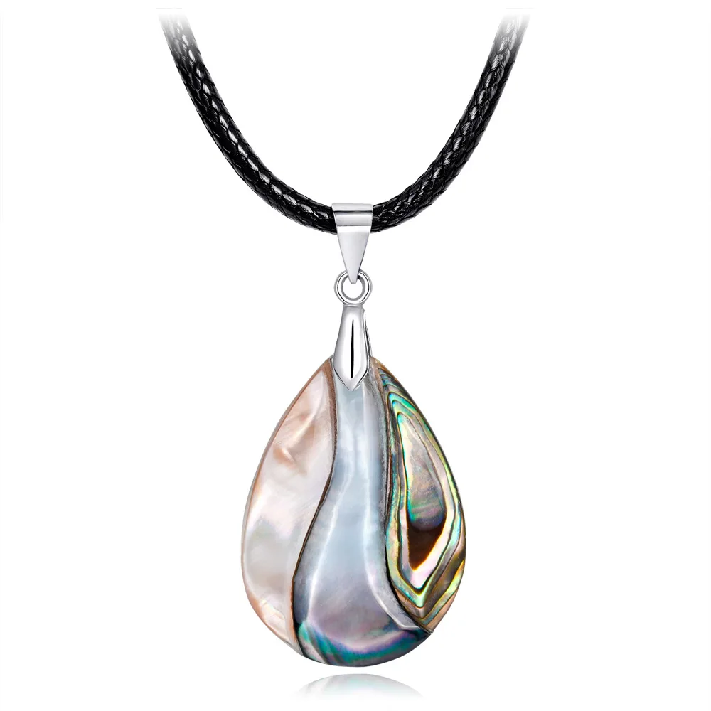 

New handmade natural abalone shell necklace, simple and individual, all-match hot-selling necklace jewelry in Europe and America, Black/white