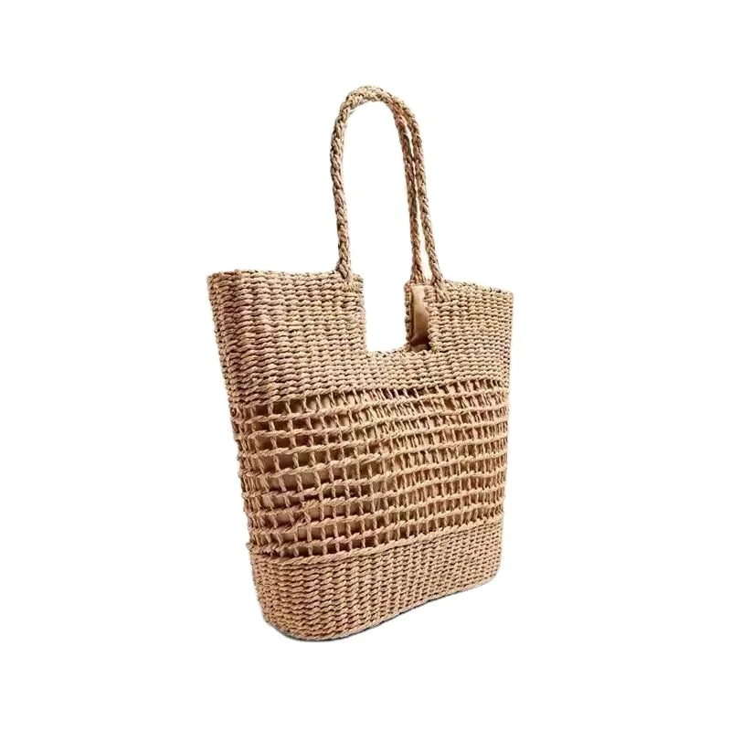 

2020 Fashion Woven beach woven ladies grass woven bag, Black.beige.brown