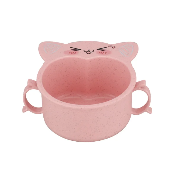 

Children's Tableware Wheat Straw Double Ear Rice Bowl Cartoon Children Bowl
