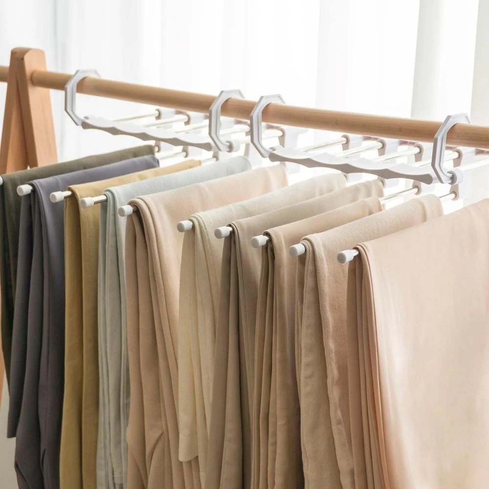 Trouser Space Saver Scarf Plastic Pant Hangers Multi Layer Function