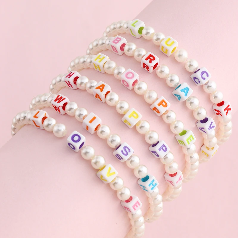 

6 Pcs/Set Wholesale Fashion Alphabet Bracelet Bead Bracelets With Charms For Girls
