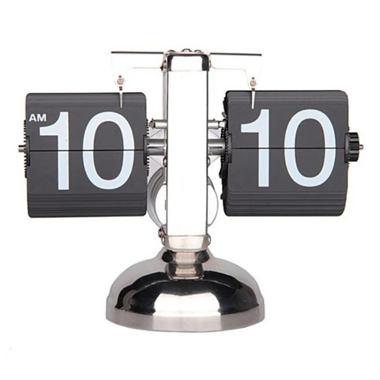 

Balance Shaped Metal Auto Flip Down Decorative Desktop Clock with Single Holder