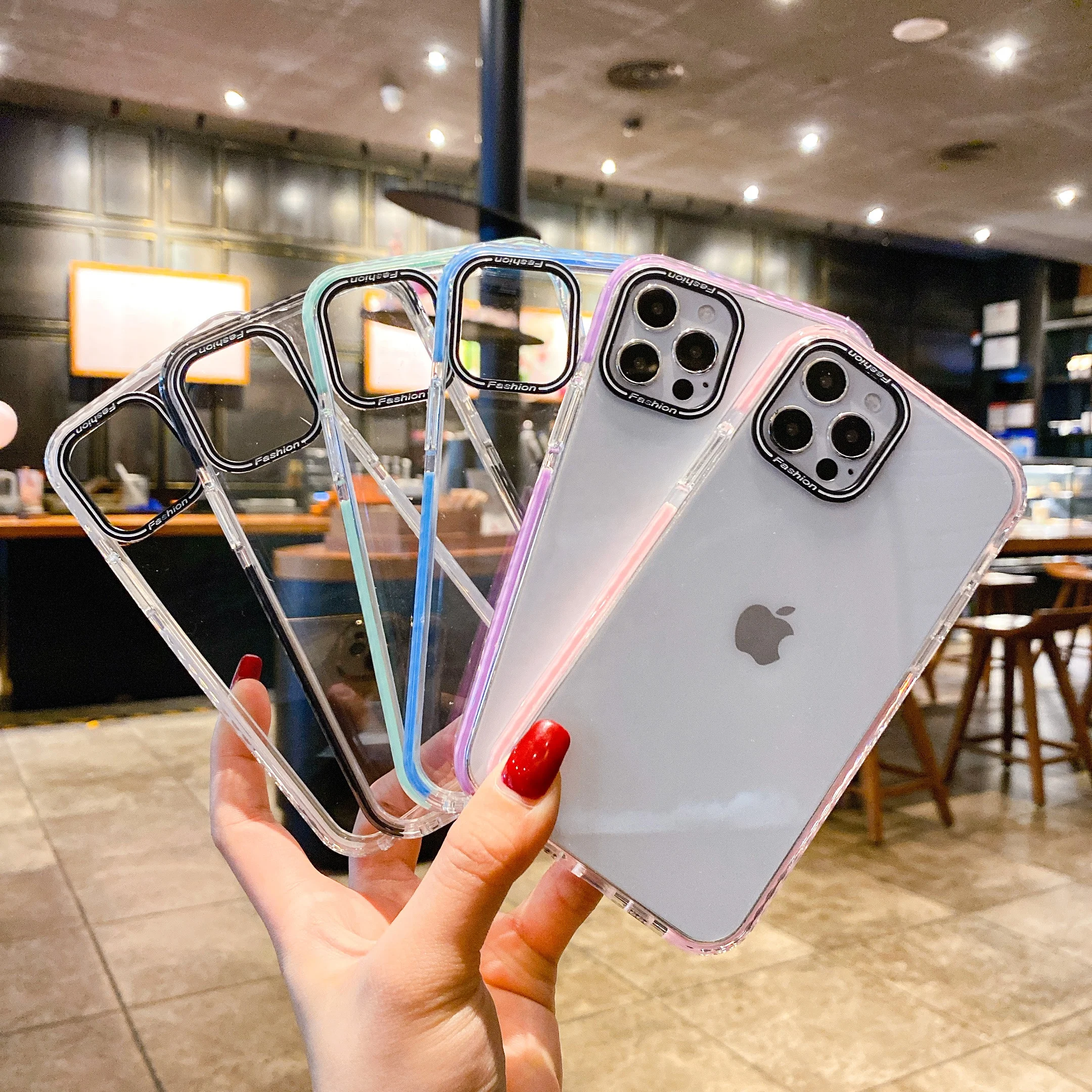 

Wholesale Simple Style Phone Back Cover Two Color Hybrid Clear Cell Phone Case For iPhone 12 Pro Max, Multi colors