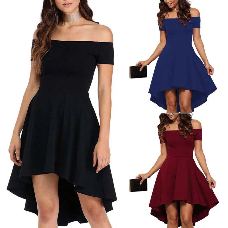 

2021 Fashion Plus Size Sexy Short Party Off shoulder Long ladies Stock Beach Women Summer Casual Dress