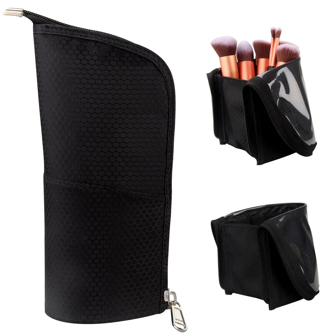 

Free Dropshipping Relavel Affordable Waterproof Stand-Up Makeup Brush Holder With Divider For Travel, Black