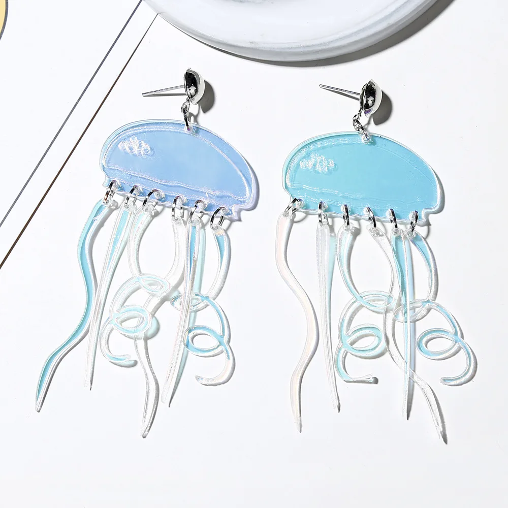 

Cute transparent high quality web celebrity style jellyfish earrings