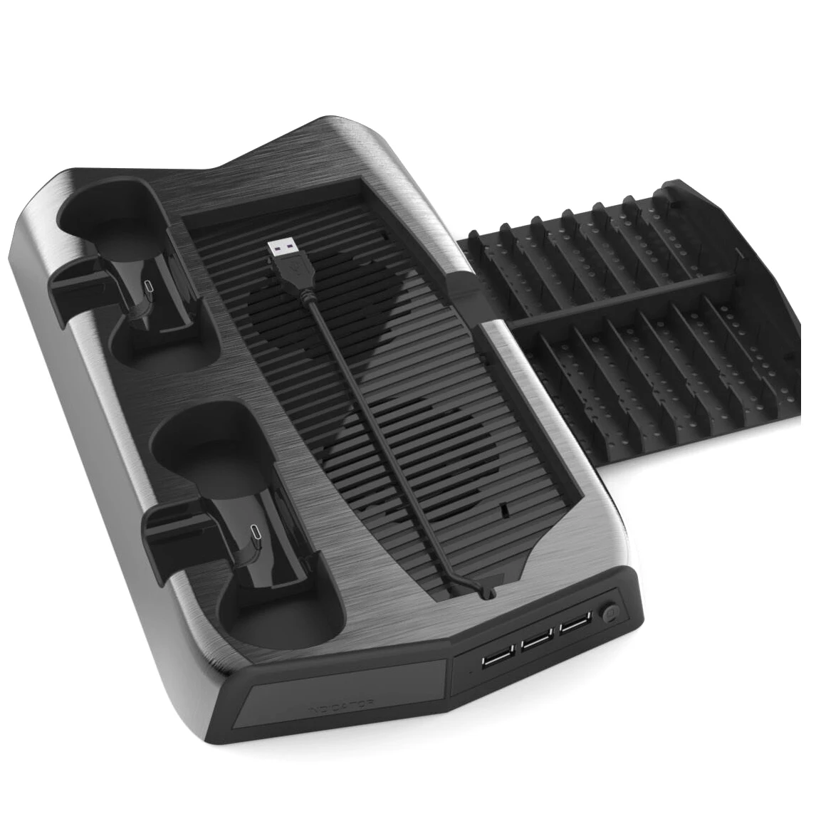 

Multifunction 2 In 1 Vertical Stand Cool Fan Charger With USB PlayStation For PS5 Game Accessories Dual Controller Charger, Black