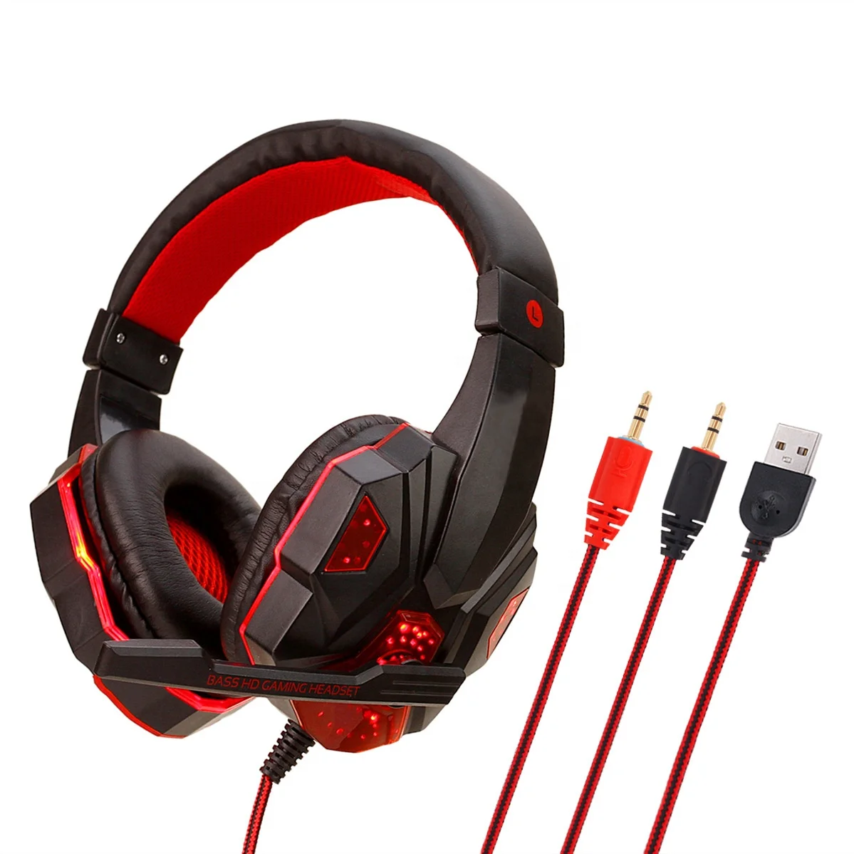 

Hot Sale Cool LED Backlight Wired Gaming Headphones With Mic Volume Control Stereo Gaming Headset For Phone Computer PC Gamer