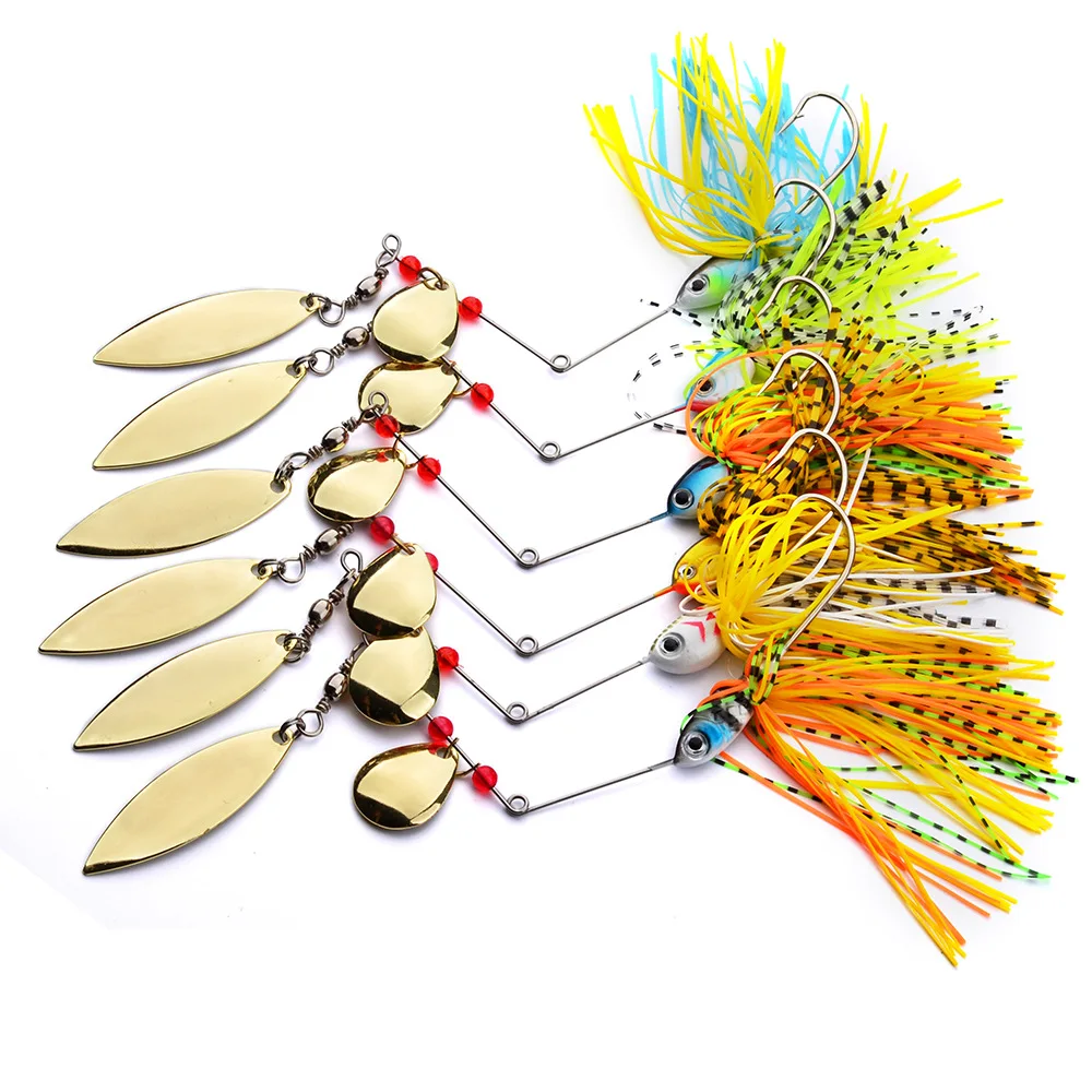 

WEIHE DW1284 15-18g metal silicone fishing lure spinner bait/spinnerbait with mixed hook, 6 colors