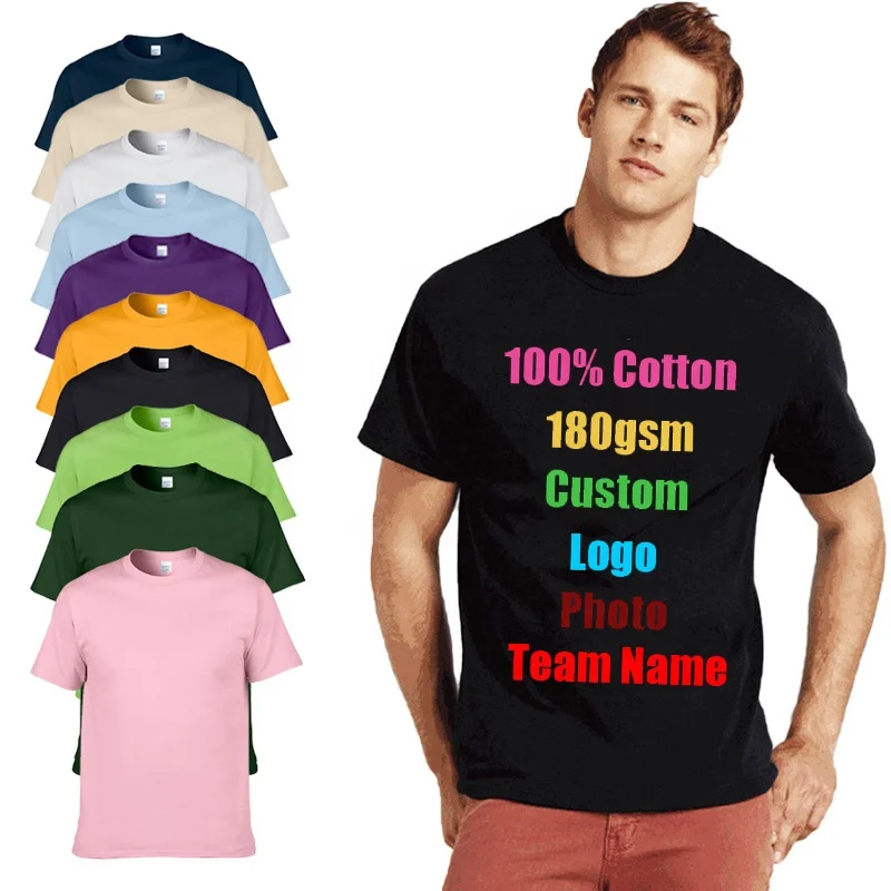 

FS0001T High Quality 100% 180gsm Cotton Custom Logo Blank Plain Unisex Men T-Shirt Printing White plus size tshirt Wholesale
