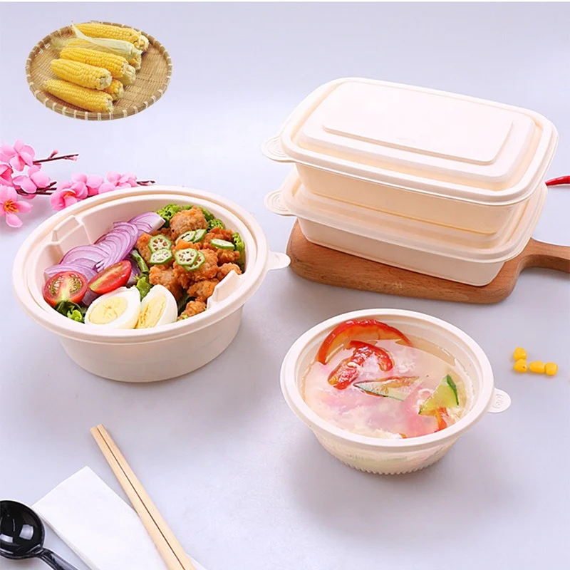 

biodegradable rice salad soup noodle ramen disposable bowls with lid, White/black/yellow/green