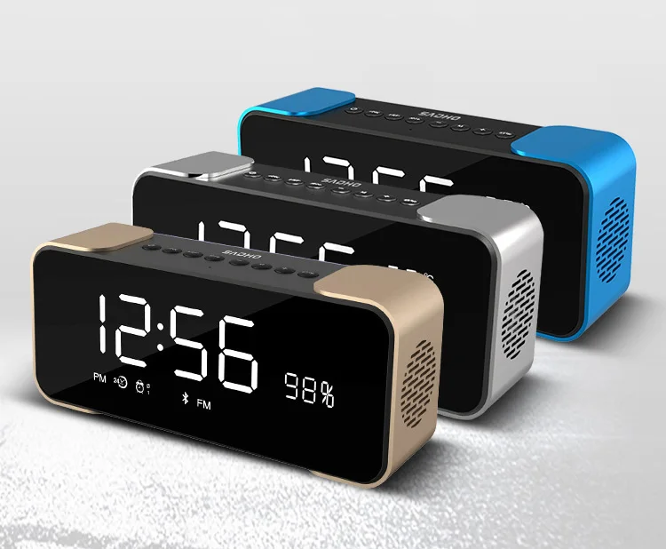 

2019 Hot Sale LED Digital Dual Alarm Clock Wireless wiht Blue tooth Speaker Stereo Music Portable Outdoor Loudspeaker AUX Fm TF, Rose/gold/red/grey/blue