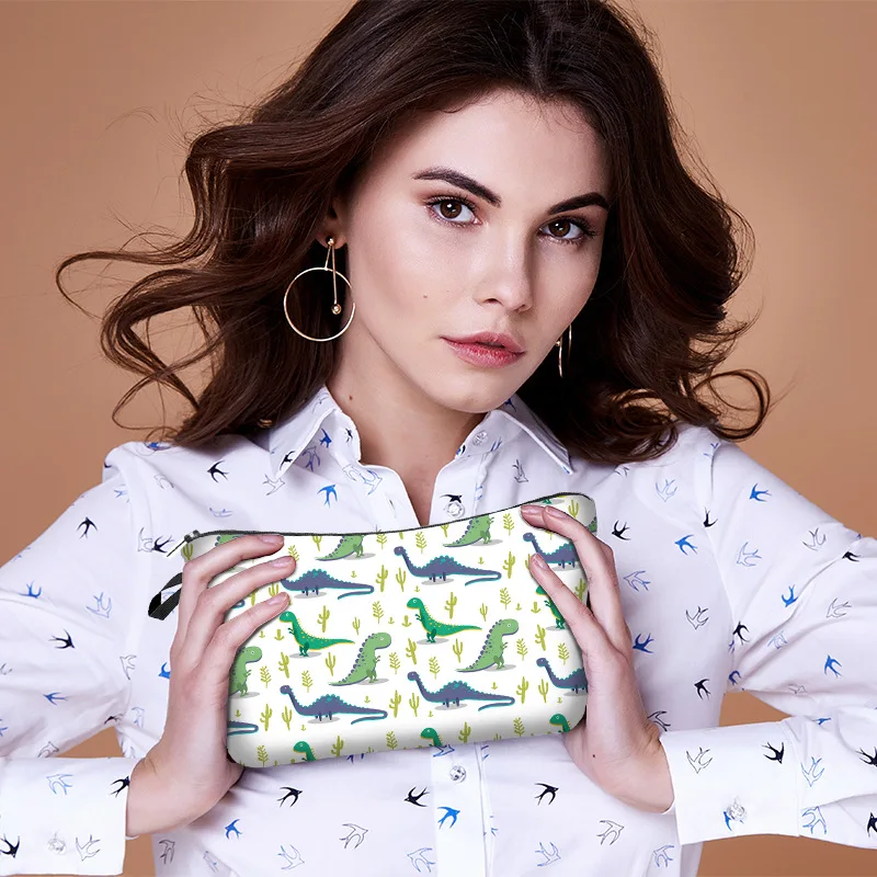 

Fashion wholesale custom logo cute little dinosaur kawaii hanging colorful cosmetic bag, Customized