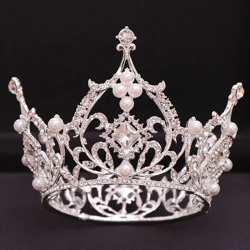 
Genya Jewelry bride hair accessories wedding jewelry crown tiara with pearl round crown wedding hair accessories for stage 