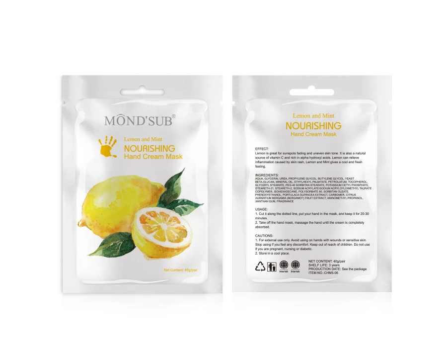 
Private Label Lemon Mint anti aging hydrating hand mask woven pack deep nourishing hand mask 