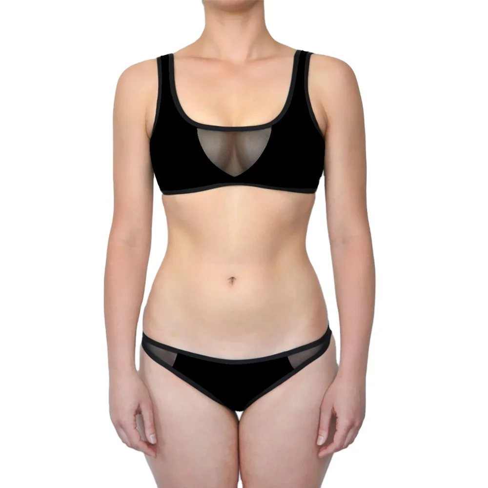 

Bikini hollow mesh solid color swimsuit women's split t-pants multi color swimsuit, Picture
