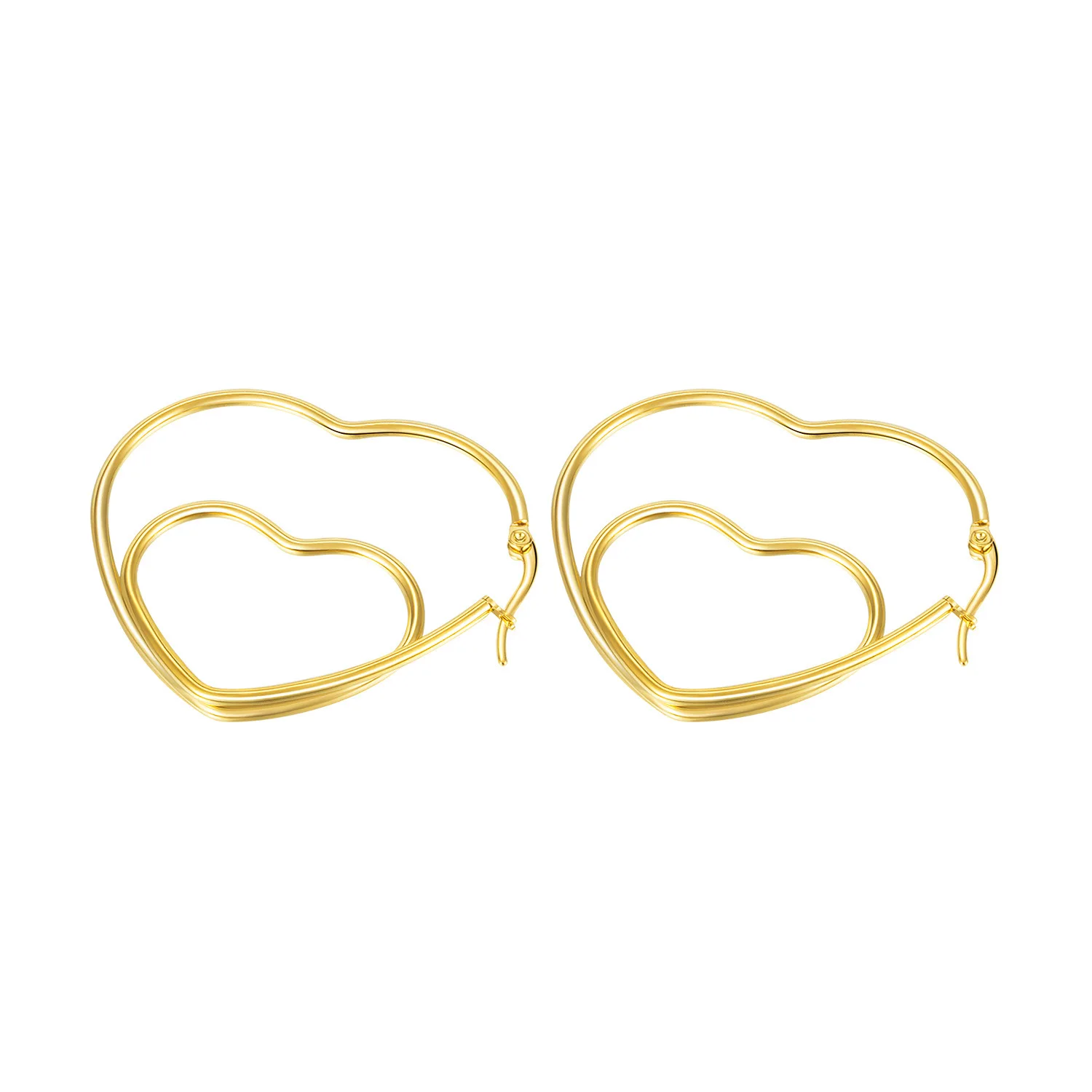 

Best Selling 14K Gold Plated Hollow Heart Hoop Earrings Stainless Steel Love Heart Earrings For Women