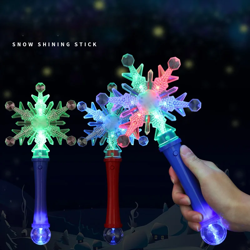

Christmas Party Snowflake Magic Stick Colorful Led Flashing Light Up Snowflake Wand