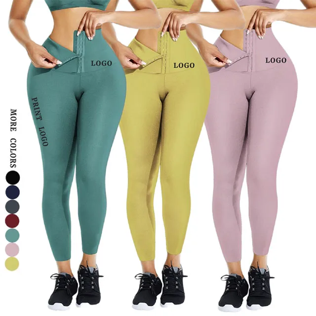 

Breathable 3 Hooks High Waist Yoga Pants Butt Lifting Compression Workout Leggings Waist Trainer Corset leggings