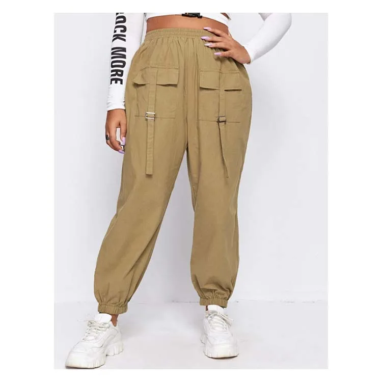 

The Latest Model Loose Casual Solid Ribbon Detail Cargo Pants For Women