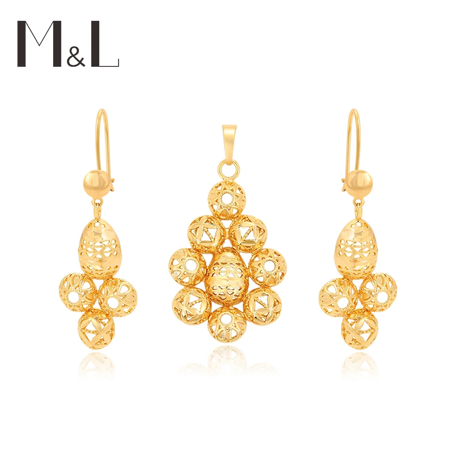 

M&L- 38 Xuping Jewelry Fashion Simplicity Jewelry Earrings and Pendant Set 18K Gold color Copper Women Romantic Jewelry Set