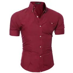 Cotton Short Sleeve Shirts for Men Summer Business