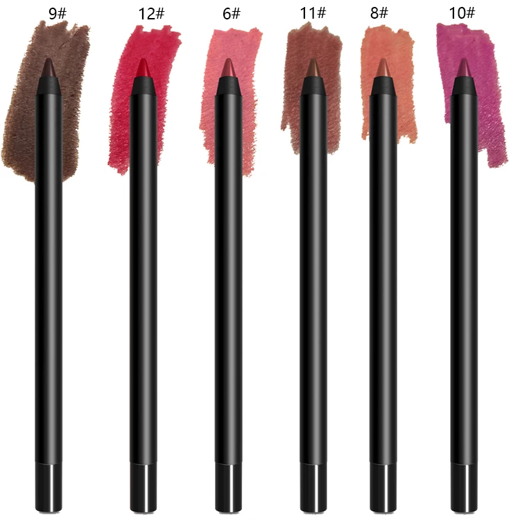 

2021 amazon Good quality private label smooth and easy to apply cruelty free lipliners colorful matte lip liner pencil, 6 colors