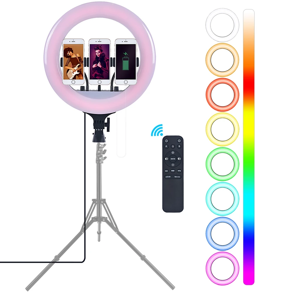 

FOSOTO RL-14 RGB-SD 2700-6500K 36W RGB full color ring light 14 with tripod stand