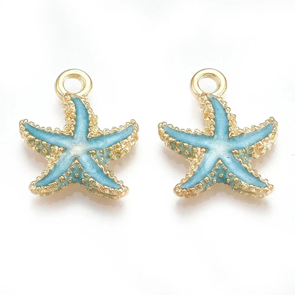 

Pandahall Starfish Light Gold SkyBlue Alloy Enamel Pendants Jewelry