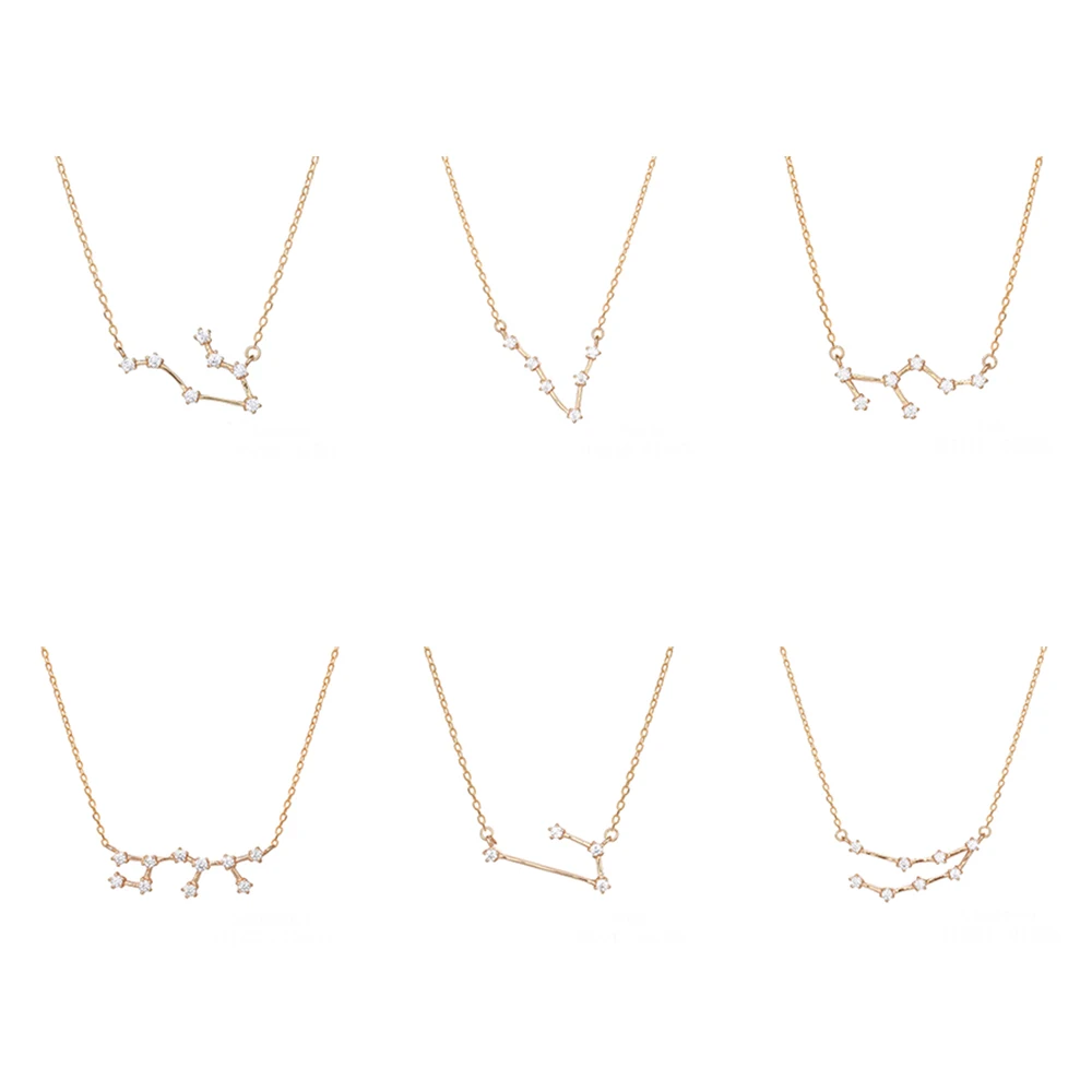 

Rose Gold Cubic Zirconia Sterling Silver 925 Personalized Zodiac Necklaces