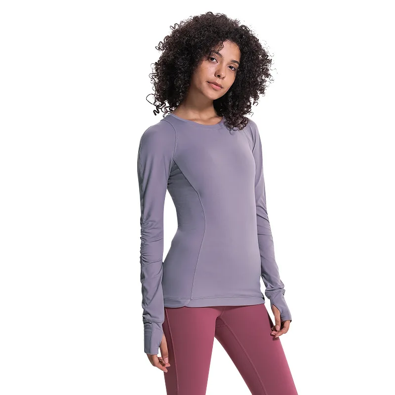 

Long Sleeve Nylon Spandex Slimming Workout Fitness Gym Running Yoga T Shirts
