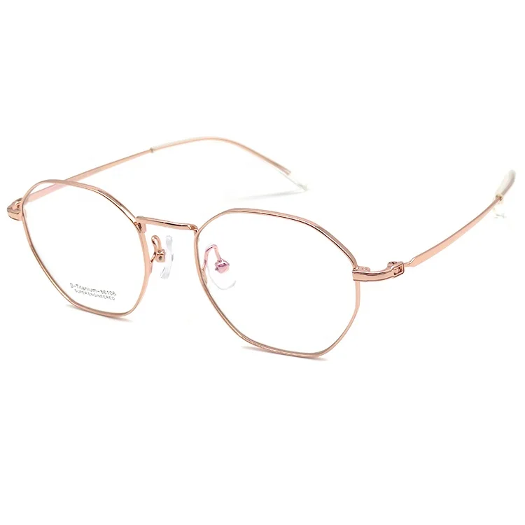 

Rose Gold Hexagon Ultra Light Titanium Spectacle Optical Frames In Stock