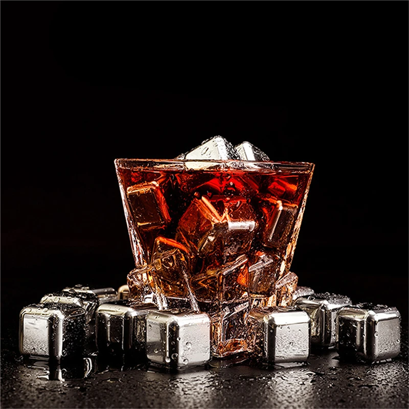 

Amazon Hot Sale Reusable 304 Stainless Steel Metal ICE Cube for Whiskey Drink, Silver