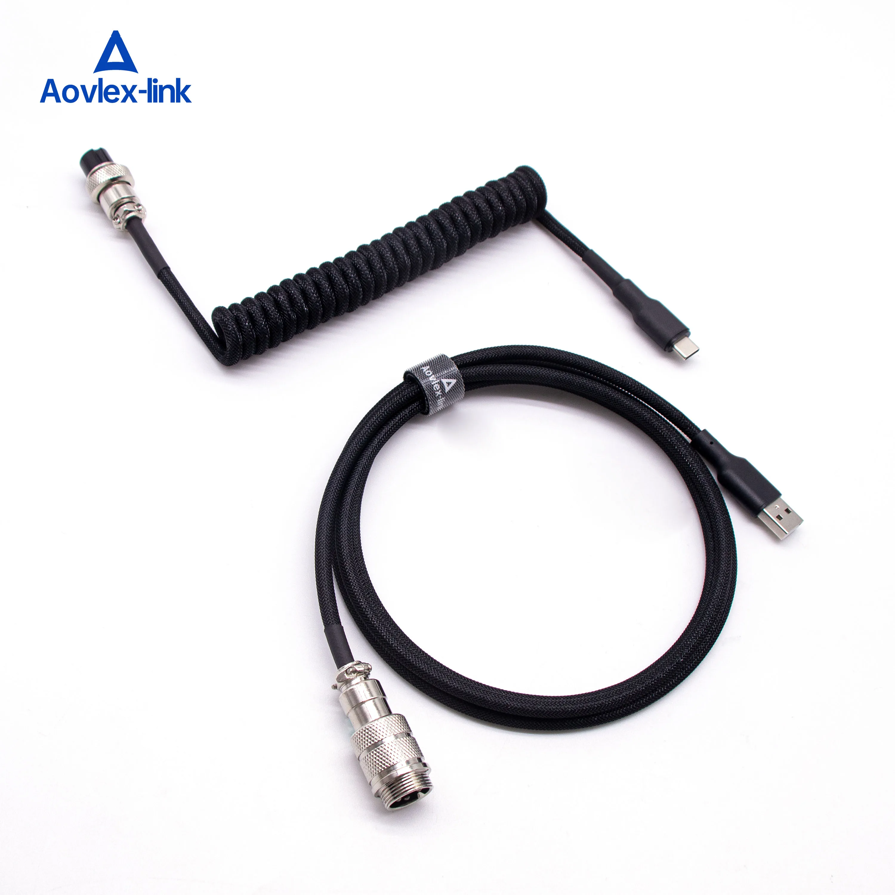 

USB keyboard cable Mechanical keyboard type C cable Double sleeve coiled keyboard cable