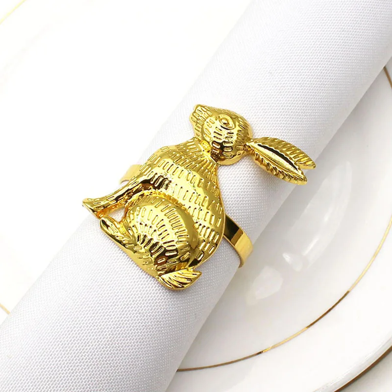 

Hot Selling Bunny Napkin Rings for Thanksgiving Easter Table Decoration Rabbit Napkin Buckle Cloth Ring HWH35