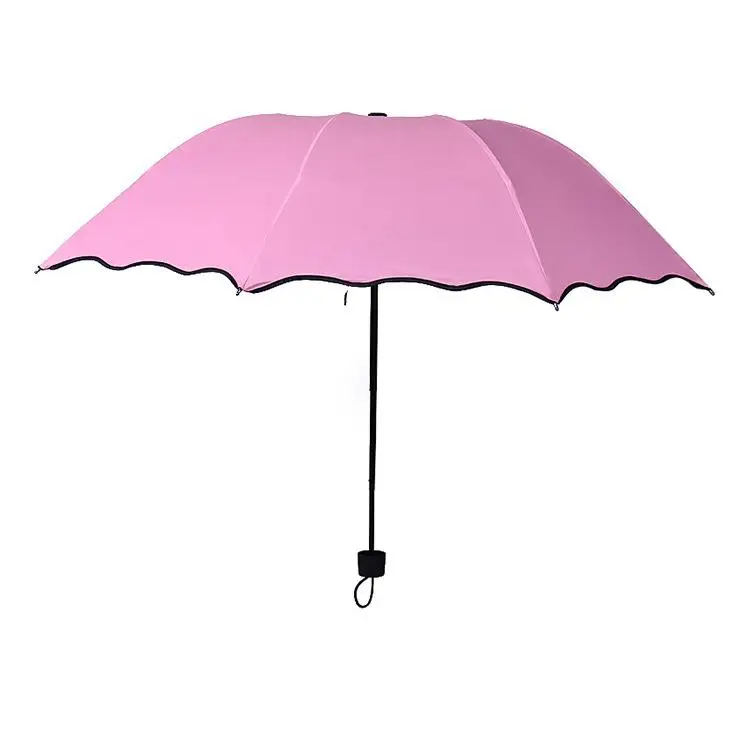 

P264 Watering Flowers Men's Women's 3 Folding Umbrellas Black Coating Sunscreen parasol Umbrella, Colors