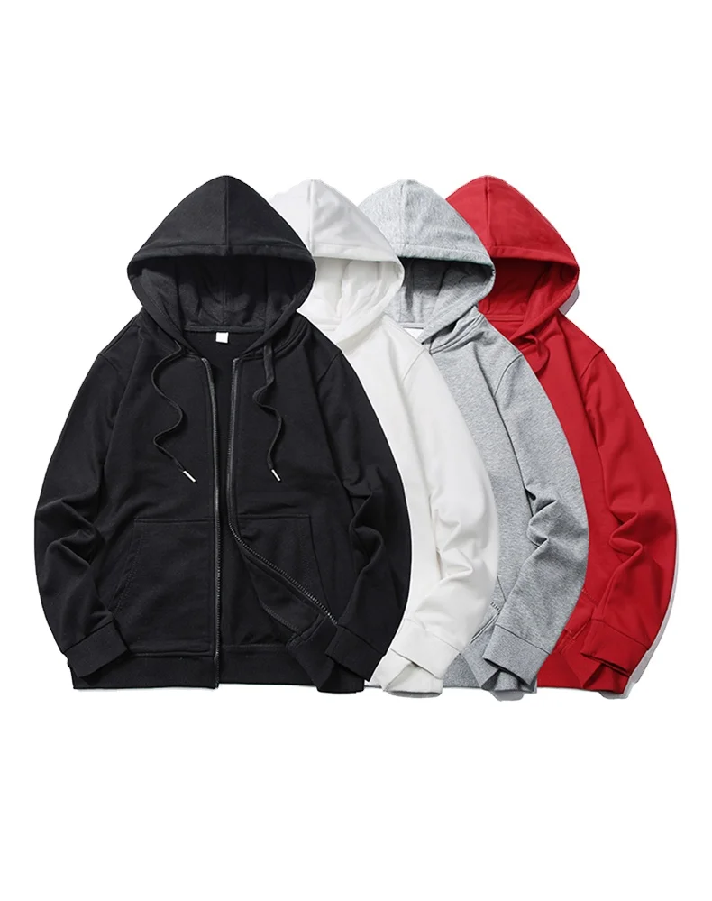 

2021 custom oems zipper hood outside blank face full zip hoodie, Black, white, red, gray