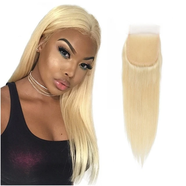 

Brazilian 613 blonde straight hair bundles with 4x4 lace closure, real cheap 100% virgin mink Brazilian human hair extension