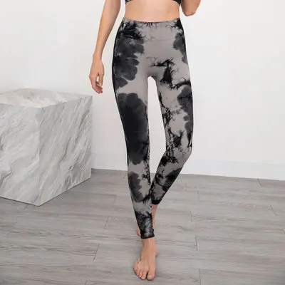 

Tie-dye seamless knit slim cross border yoga pants sports gym pants show butt tight leggings for women