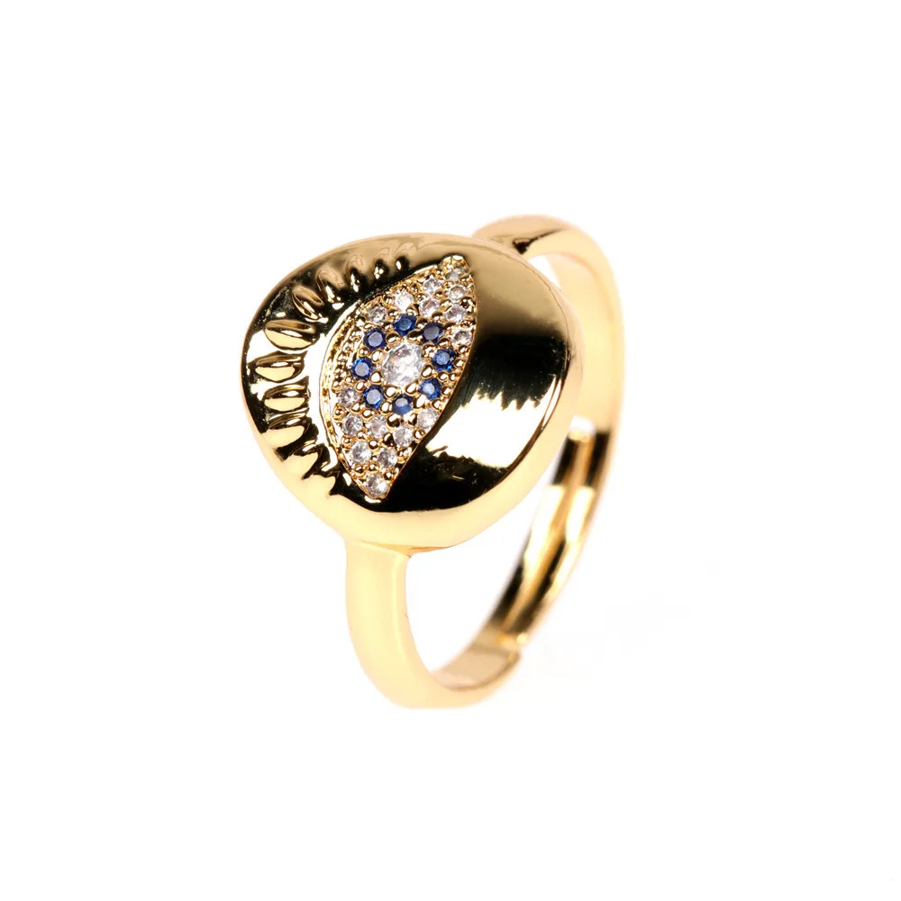 

Fashionable Personality Gold Plated Zircon Fatima Palm Finger Rings Gold Zircon Evil Eyes Band Rings For Women Fashion Jewelry