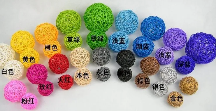 
5cm diameter decorative rattan ball natural and colorful rattan decorations 