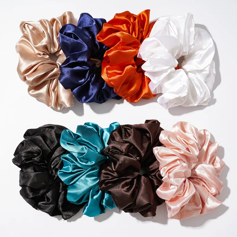 

Hot Sale Fashion Korean Bow Smooth Silky Satin Hair Scrunchies Hair Bands For Women Girls