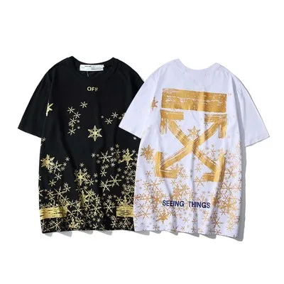

Hip Hop Cotton Graffiti Bronzing Arrow Offwhite T Shirts Men, 2 colors
